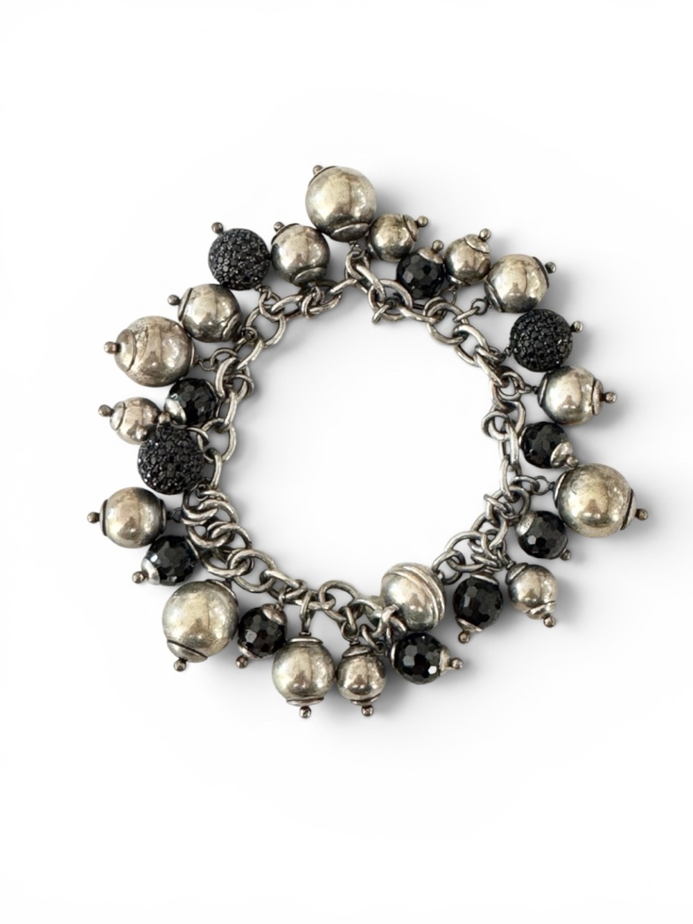 Milor Italy Sterling 925 Vermeil Black Silver Charm Bracelet